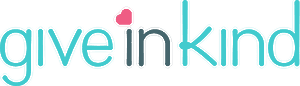 Give InKind logo: the words "give in kind" in teal, with a small pink heart above the "in"