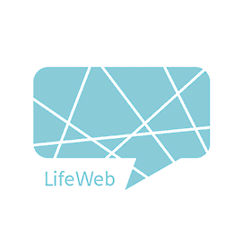 LifeWeb logo: a light-blue speech bubble crossed by interconnecting lines, above the word LifeWeb