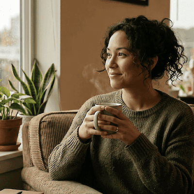 Woman drinking hot drink
