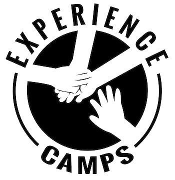 Experience Camps logo: a black circular emblem of two clasping hands above the words Experience Camps