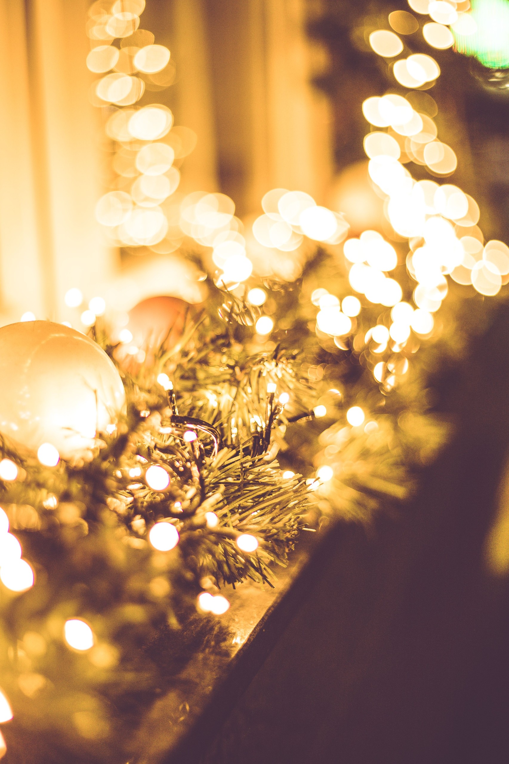 Christmas lights on a mantle